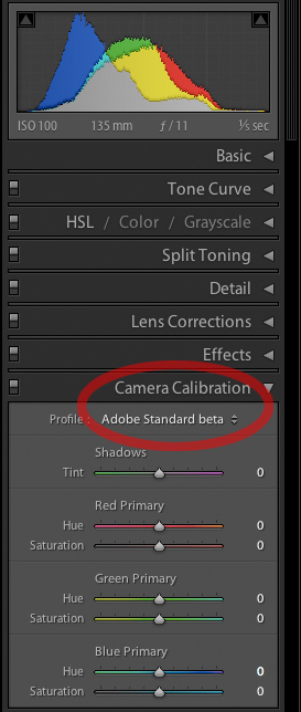 Lightroom Camera Calibration